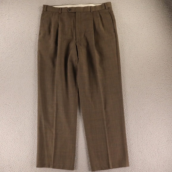 The Unbranded Brand Other - VTG Pants Mens 36x30 Brown Prince of Wales Check 100% Wool Pleated Slacks